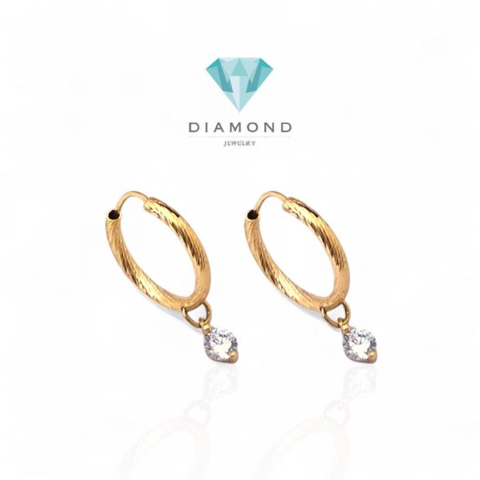Anting Emas Hoop Ulir 700K Diamond Jewelry-385AMS098LS-HT