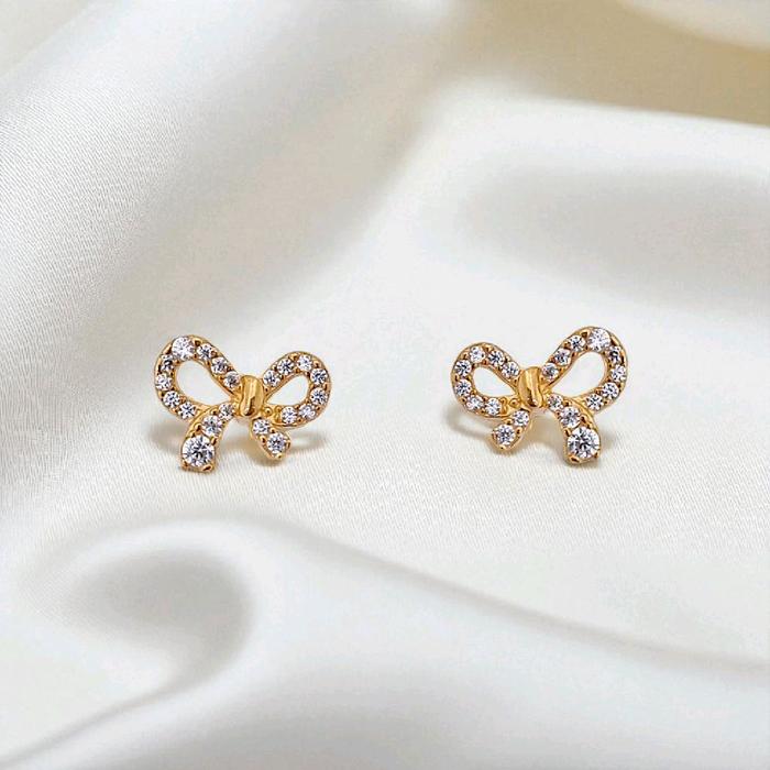 Ribbon Gold Earring 700K / Anting Emas Pita 700K / Diamond Jewelry 420AMS125LS-HT