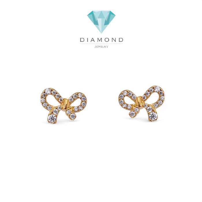 Ribbon Gold Earring 700K / Anting Emas Pita 700K / Diamond Jewelry 420AMS125LS-HT
