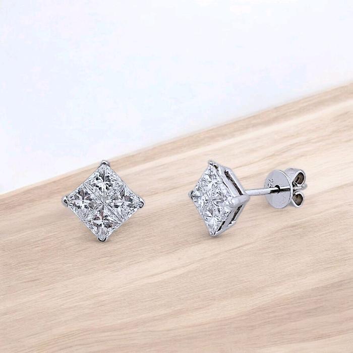 Square Diamond Earring 18K / Diamond Jewelry