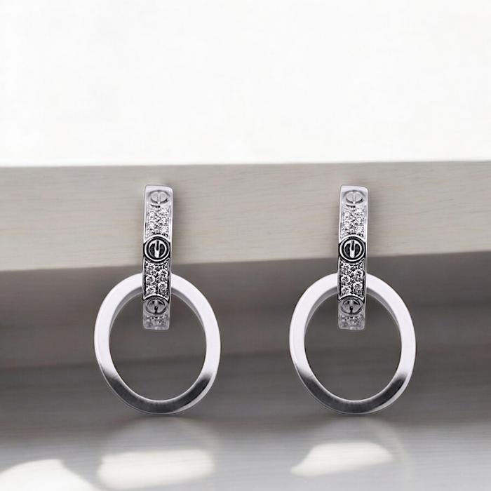 Love CRT Diamond Earrings duo hoop / Diamond Jewelry