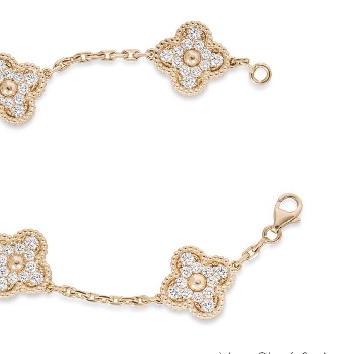 Sweet alhambra diamond 6 clover vc bracelet 18k-Diamond Jewelry