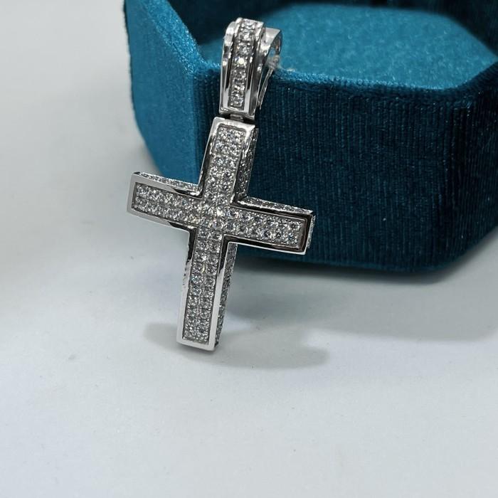 Cross swarozki pendant 18 k white gold-Diamond Jewelry