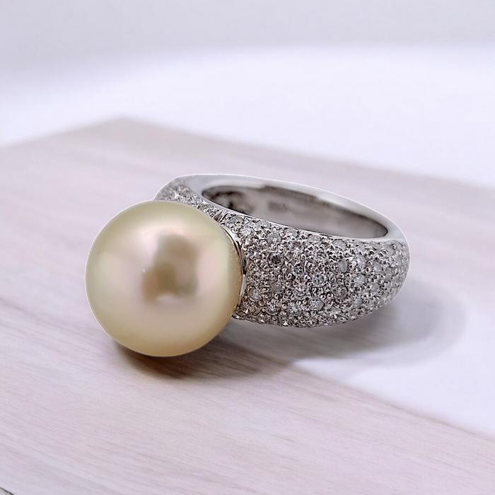 Pearl Diamond Ring 18K / Diamond Jewelry