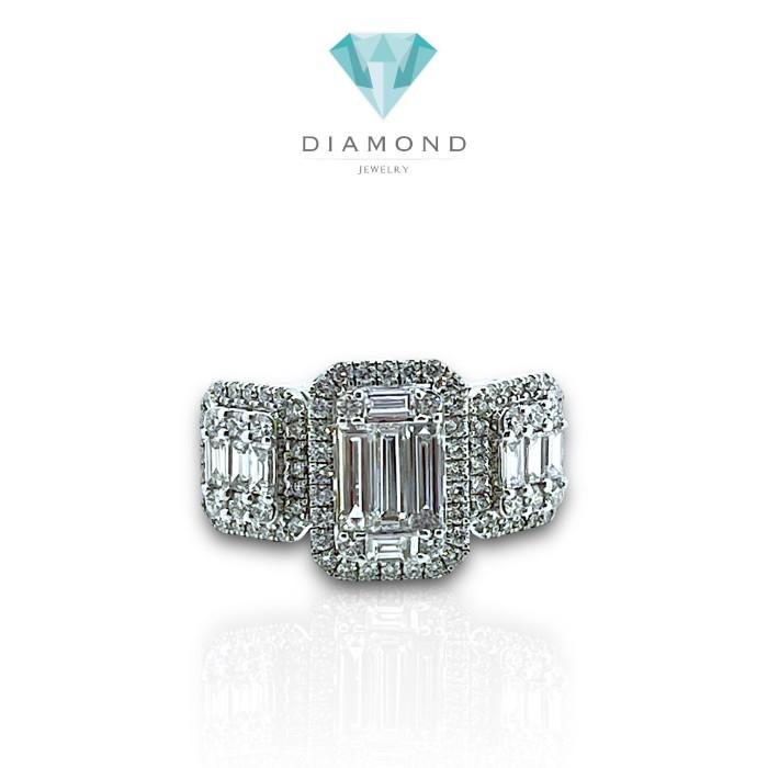Tri baguette Diamond Ring 18K/ cincin berlian