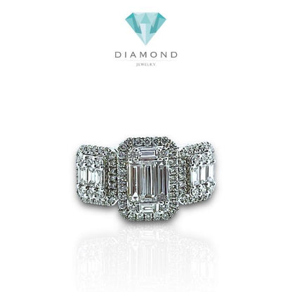 Tri baguette Diamond Ring 18K/ cincin berlian