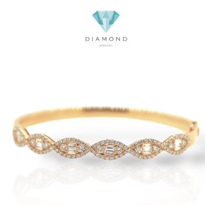 Ulir Baguette Twist Diamond Bangle 18k gold-Diamond Jewelry