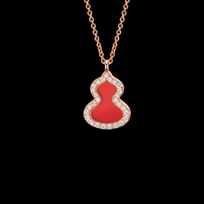Red charnelian eight wulu pemdant diamond 18k-Diamond Jewelry MAG