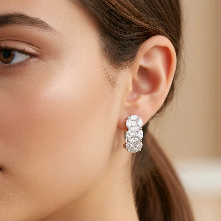 Tri Marquise Diamond Earring 18K / Anting Berlian Tiga Marqis 18K / Diamond Jewelry 394AB17084PRLS -HT