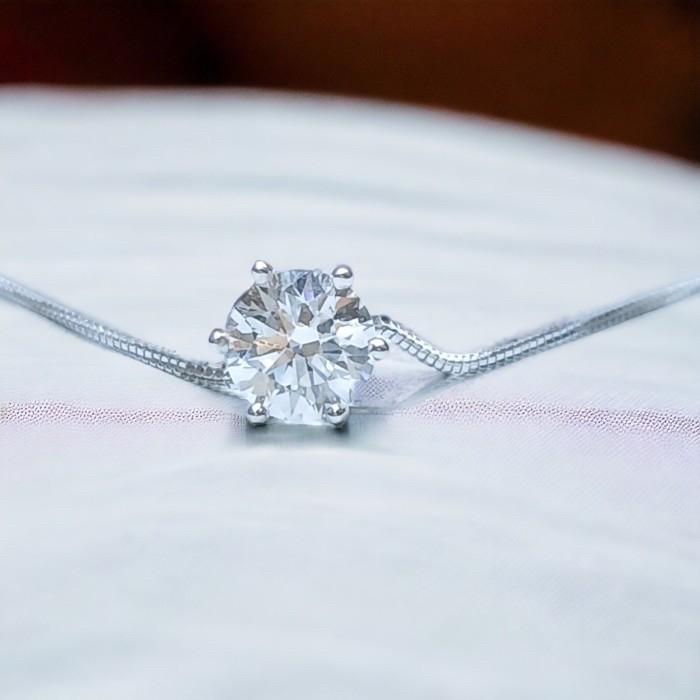 Diamond 6 Prong Solitaire Necklace Lab Grown 18k-Elsy Jewelry