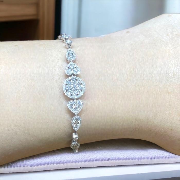 Diamond Pave Bracelet Lotus 18k white gold-Diamond Jewelry