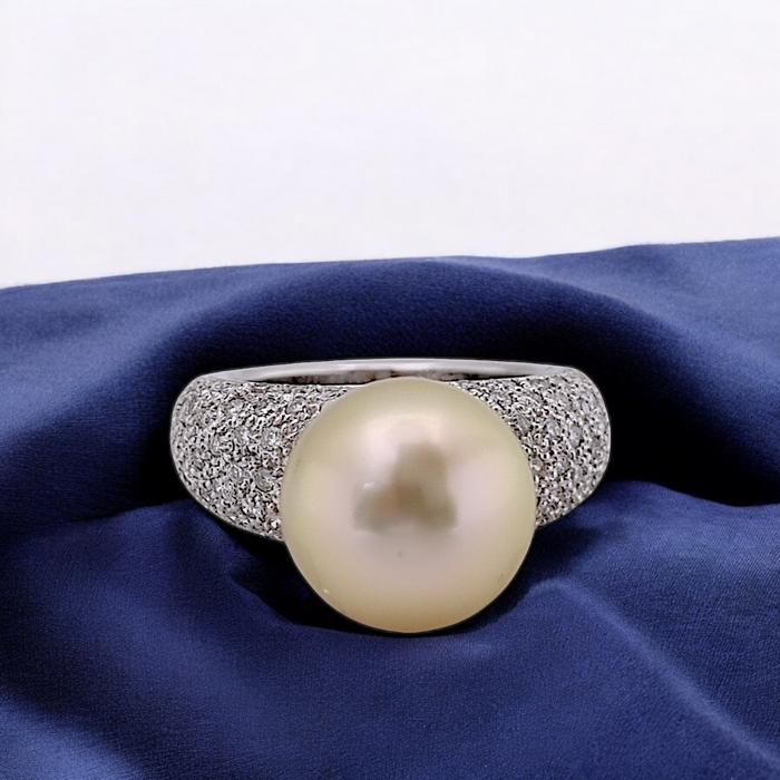 Pearl Diamond Ring 18K / Diamond Jewelry