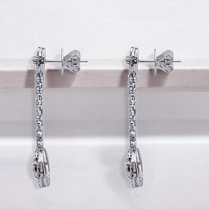 Long earring esperansa diamond 18k white gold-Diamond Jewelry
