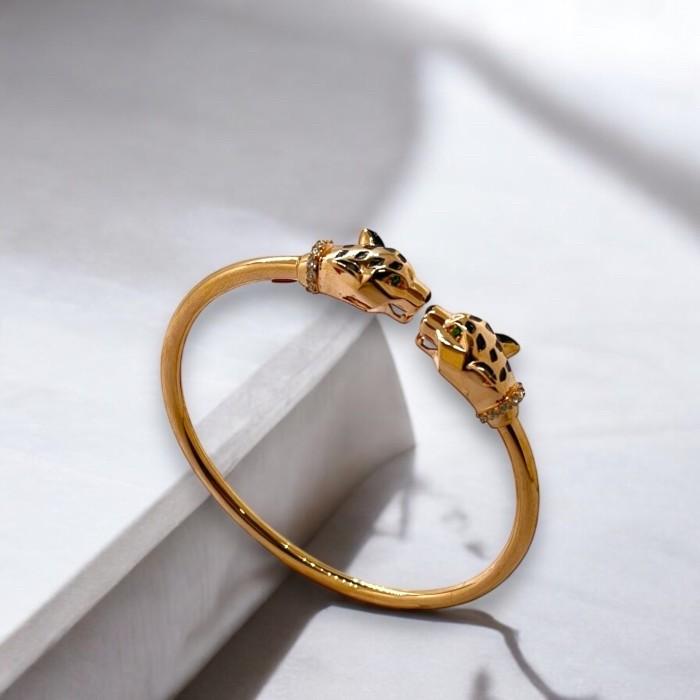 Double Leopard Bracelet/ Gelang Emas Macan-Diamond Jewelry-414GMS1094LS-HT