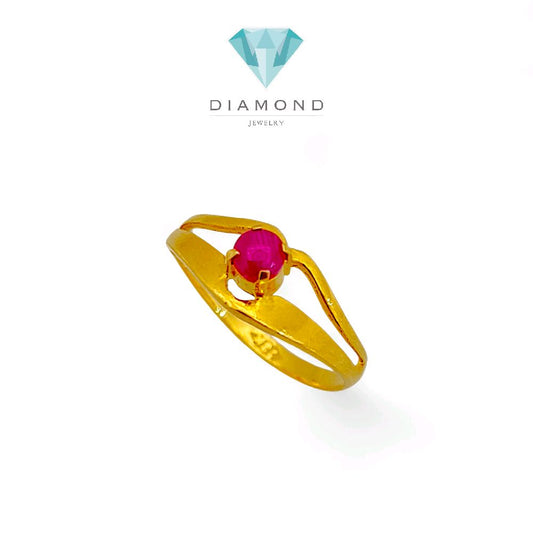 Pink Solitaire Gold Ring 23K / Cincin Emas Solitaire Pink 23K /121CMSWP3