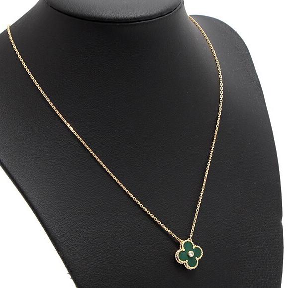 Holiday Clover Vintage Green Malachite With Diamond 18K Gold/Kalung Berlain Fashion Diamond Jewelry-64KBD68000AB-HT