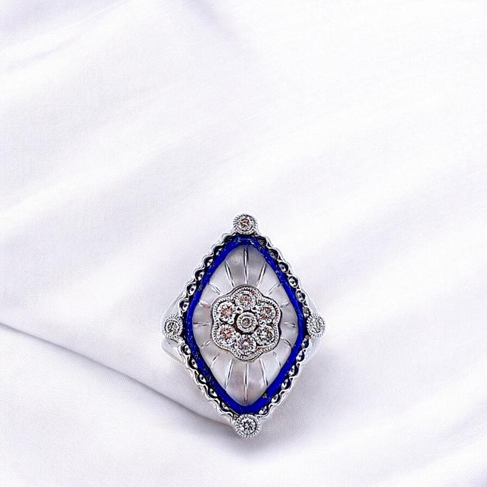 Blue Sapphire Diamond Ring 18K / Diamond Jewelry