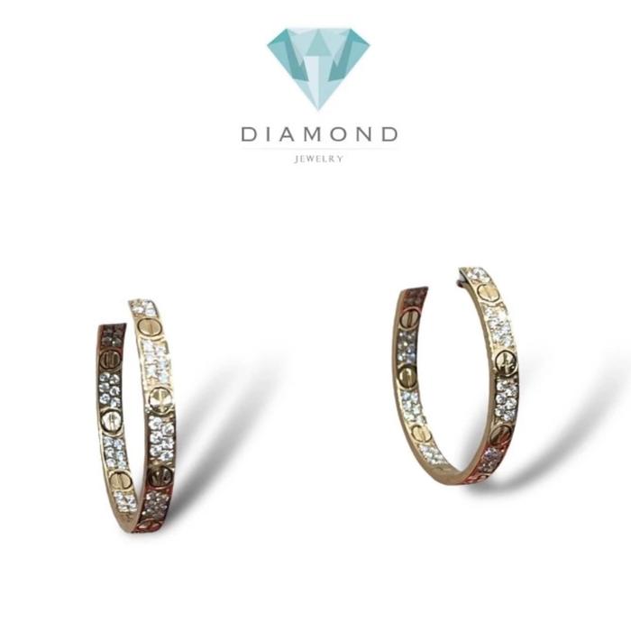 Love earring crt 18k Gold gipsy Diamond Jewelry