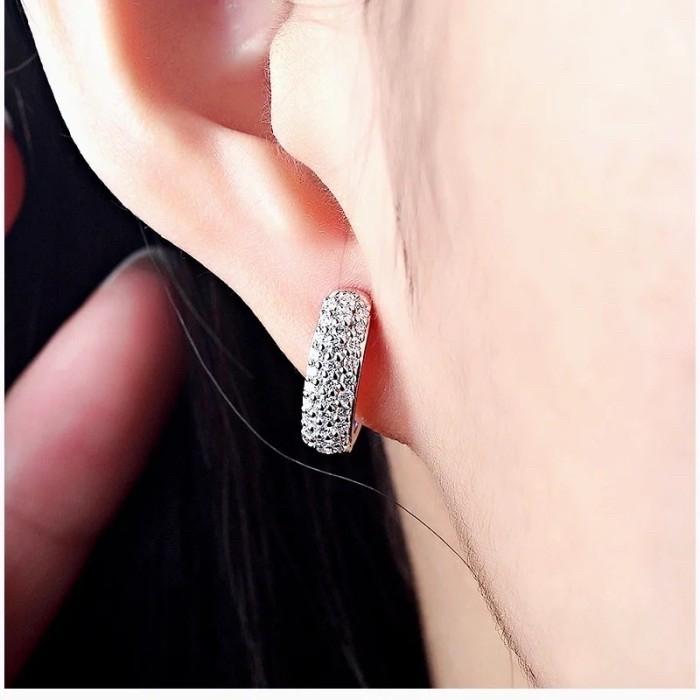 Diamond earring Anting Pave Berlian hoop klip white gold 18K Diamond Jewelry