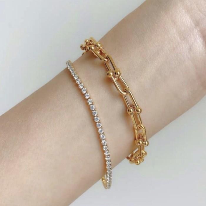 Gelang Hardware Chain Emas T Chain 700/750 Rose Gold/ Hardware Chain Braclet- Diamond Jewelry-434GMS590LS-HT