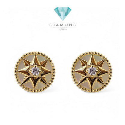 Star Lucky Diamond  MOP Diamond Earrings 18K / Diamond Jewelry-364ABD338RY-HT