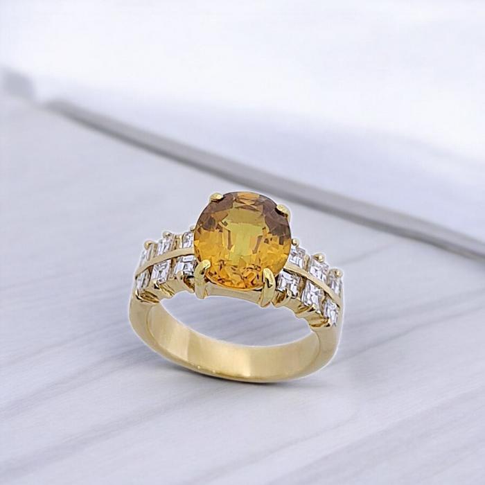 Yellow citrin Diamond Ring 18K / Diamond Jewelry