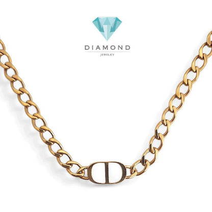 Chain CD Gold Necklace 18K-Diamond Jewelry-8KBD3531RB