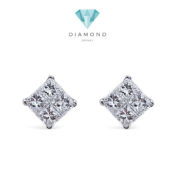 Square Diamond Earring 18K / Diamond Jewelry