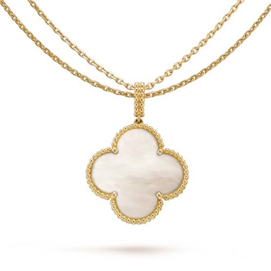 Magid duo Alhambra 18k gold Pearl Earring /necklace Diamond Jewelr