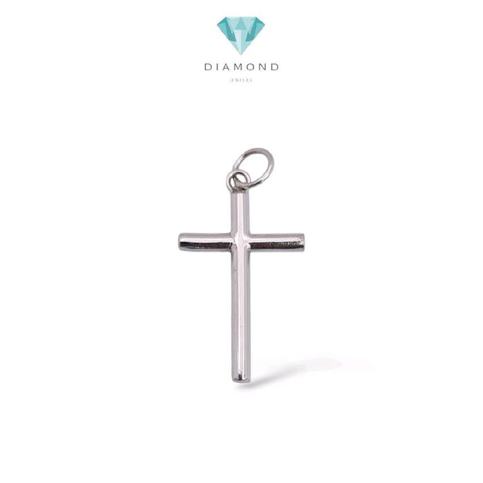 Plain White Gold Cross Pendant 18K / Liontin Salib Emas Putih Polos 18K / Diamond Jewelry /202LMSLS2