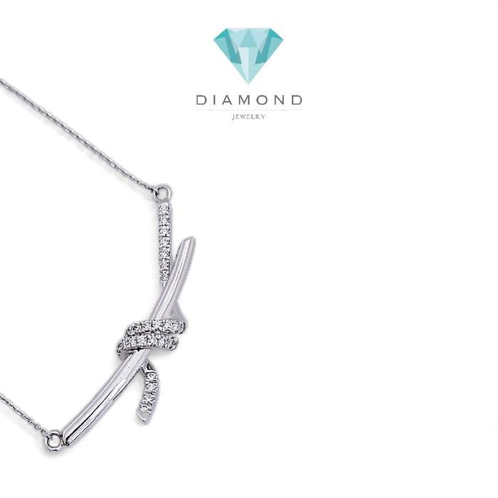 Knot Diamond Necklace 18K / Diamond Jewelry-390KBD5131SD-HT