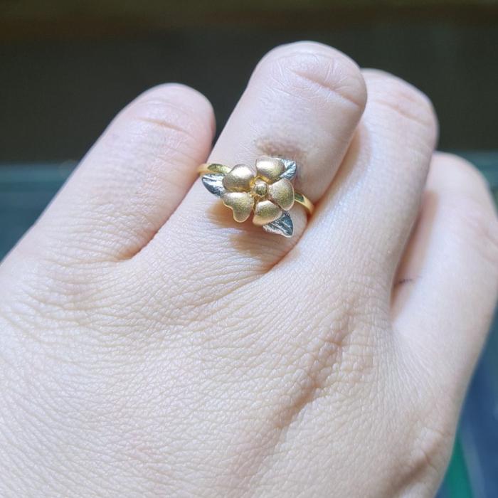 Cincin Mas duo color flower/cincin mas  Bunga 23K-Diamond Jewelry