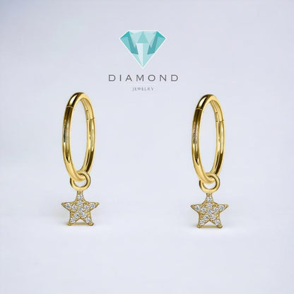 Star Earring Gold -Gift pay day Diamond Jewelry