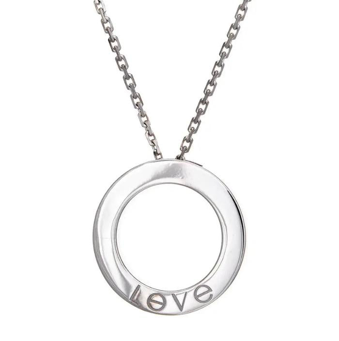 Love 3 diamond cartir pendant 18K white gold -Diamond Jewelry