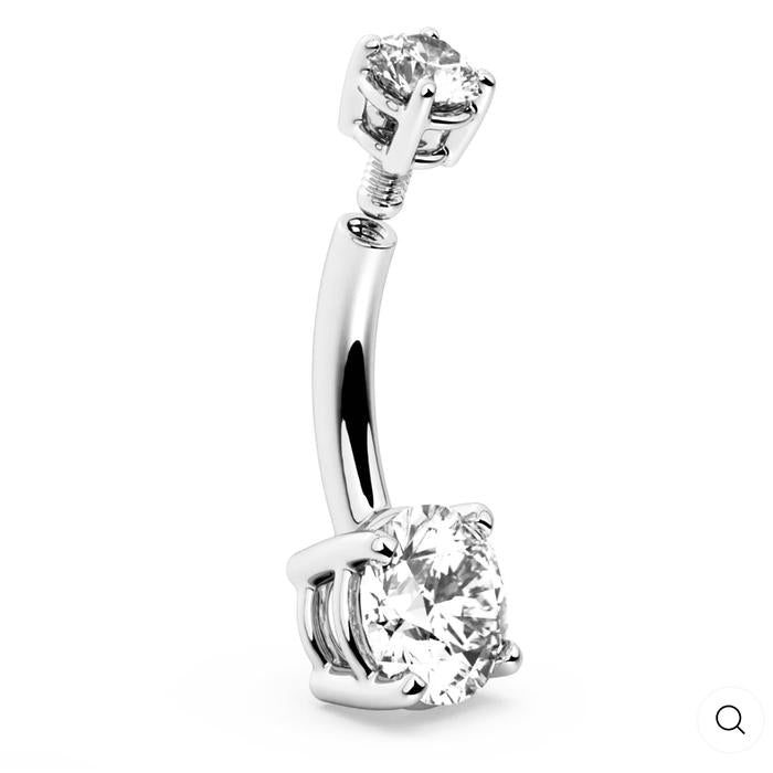 Piercing Diamond solitaire  Belly button-18k-Diamond Jewelry