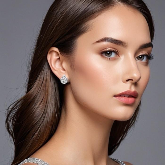 Pear Halo Diamond Earring 18k-Diamond Jewelry