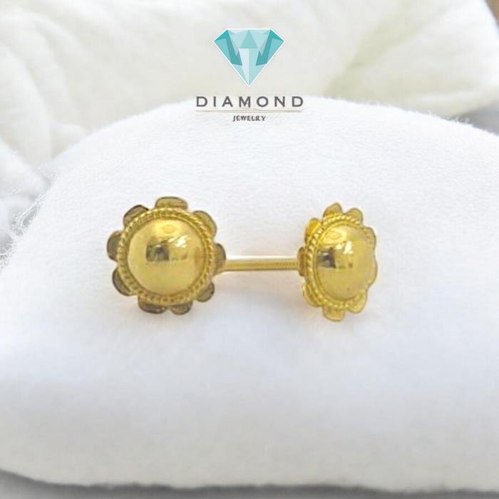 Anting Mas Tusuk Model Bunga Matahari 23K-Diamond Jewelry