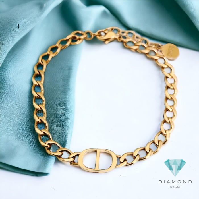 CD initial chain bracelet 18k gold -Diamond Jewelry
