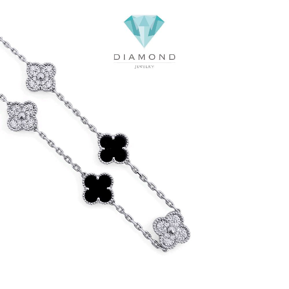 Magic Clover Diamond Onyx Necklace 18K / Kalung Berlian Onyx Clover Magic 18K / Diamond Jewelry 119KBD820000AB HT