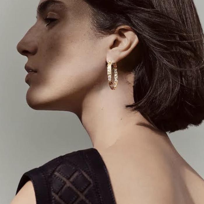Love earring crt 18k Gold gipsy Diamond Jewelry