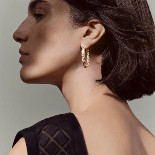 Love earring crt 18k Gold gipsy Diamond Jewelry