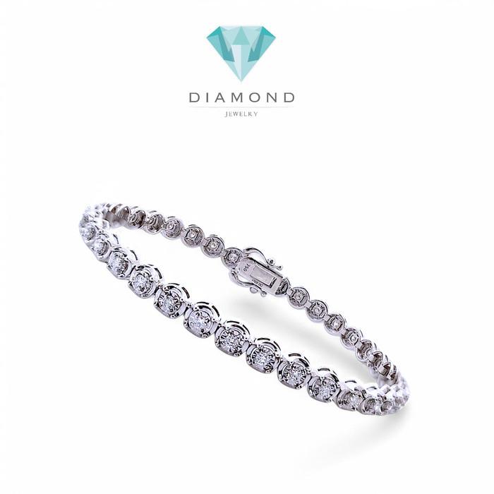 Tennis Diamond Round illusion Bracelet 18K / Diamond Jewelry