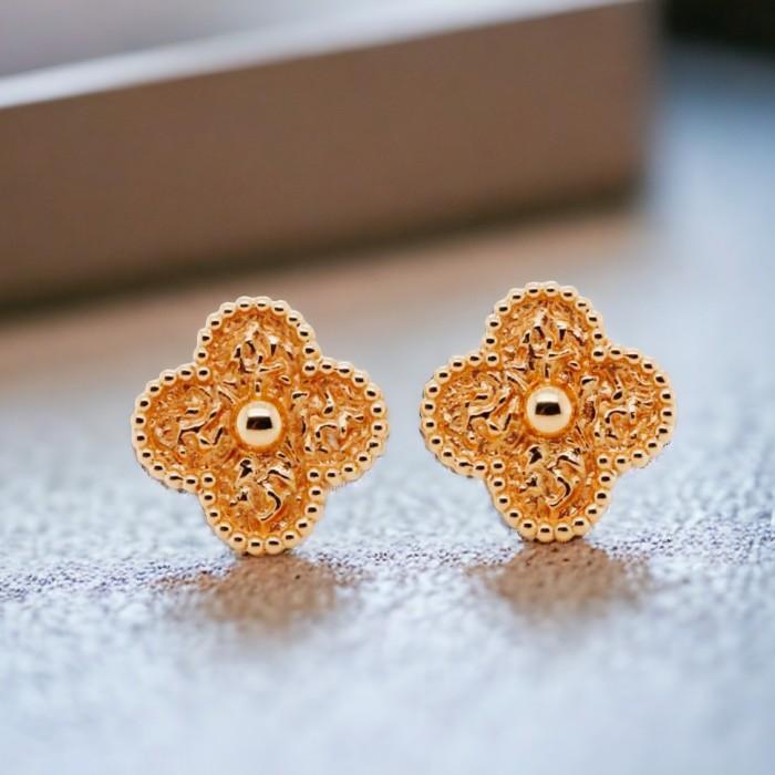 Clover Gold Necklace & Earring Vintage 18K-Diamond Jewelry-268ABD905RY-401KBD523RY-HT