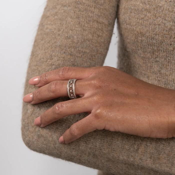 Voila cross diamond ring 18k tif-Diamond Jewelry