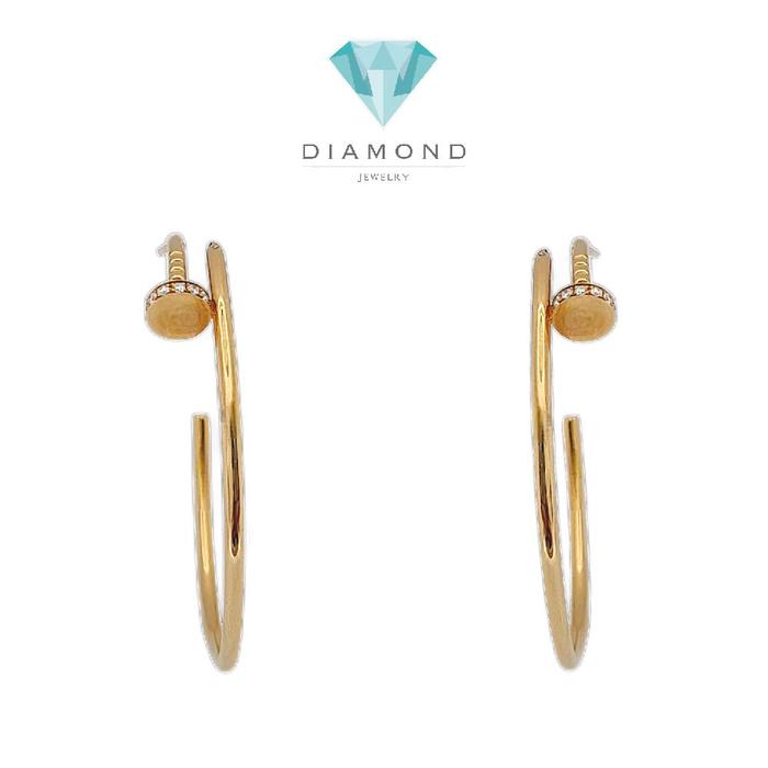 Hoop nail earring Diamond Earring 18K/Diamond Jewelry/ Anting hoop paku emas berlian juste
