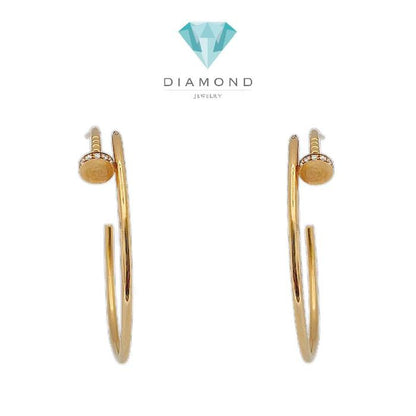 Hoop nail earring Diamond Earring 18K/Diamond Jewelry/ Anting hoop paku emas berlian juste