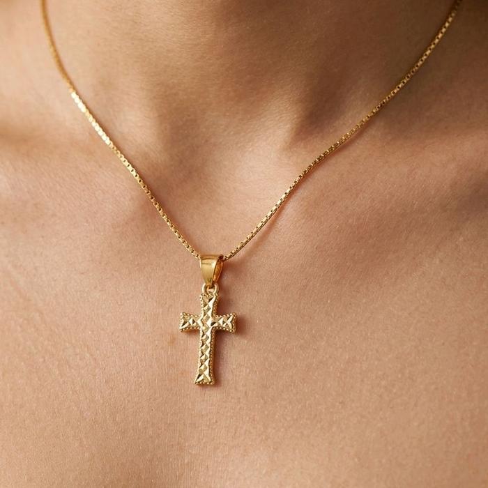 Yellow Gold Cross Pendant 16K / Liontin Emas Salib 16K / Diamond Jewelry / 269LMS054LS