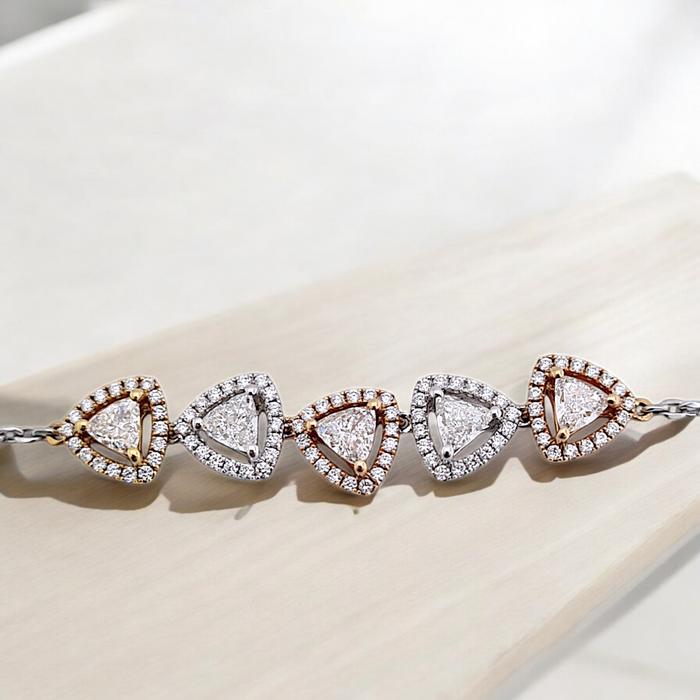 Three Color Triad Diamond Necklace 18k/ Diamond Jewelry