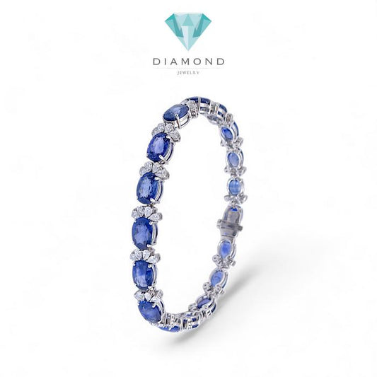 Safir/sapphire tennis Diamond Bracelet 18k white gold / Diamond Jewelry