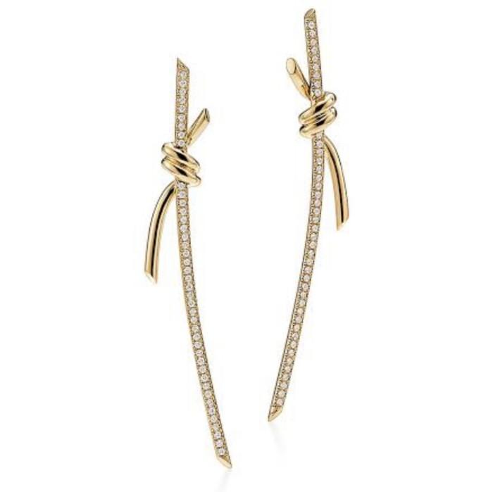 Knot T Earring Diamond 18K Gold Diamond Jewelry-42ABD49500AB-HT